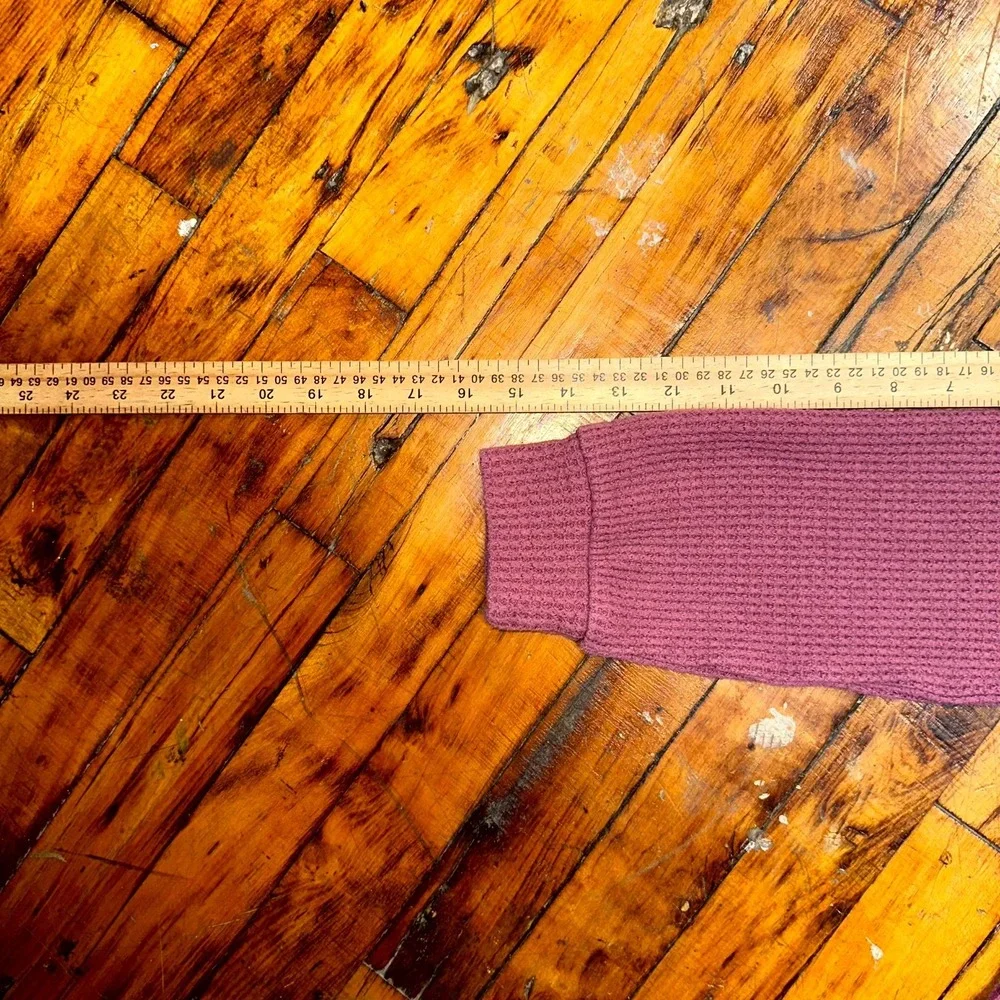 Old Navy Thermal Henley Top Girls Large Mauve Pink Waffle Knit V Neck Casual